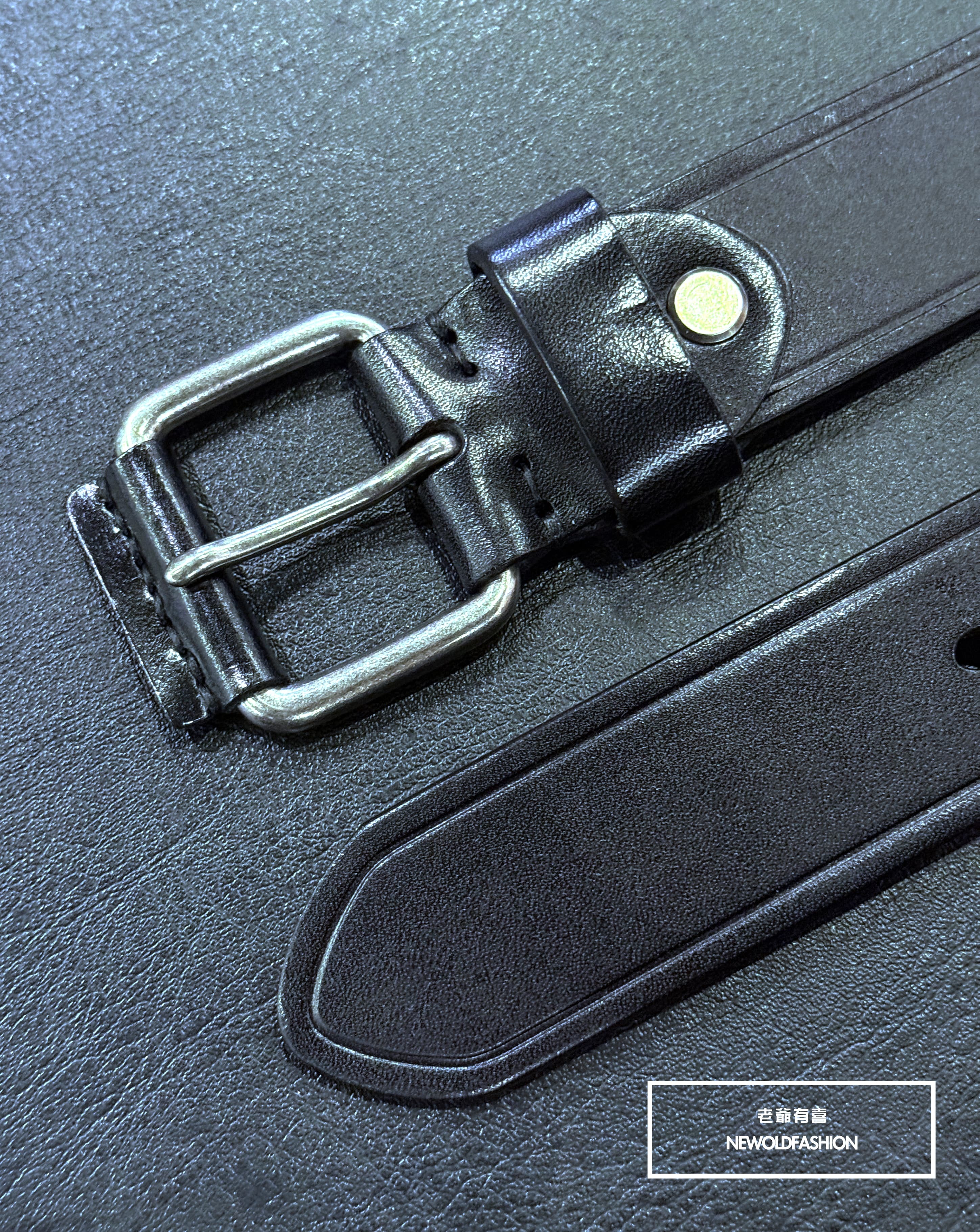 『新品上市』重磅簡約立體壓痕頭層牛皮皮帶(NOF2511N489)-黑