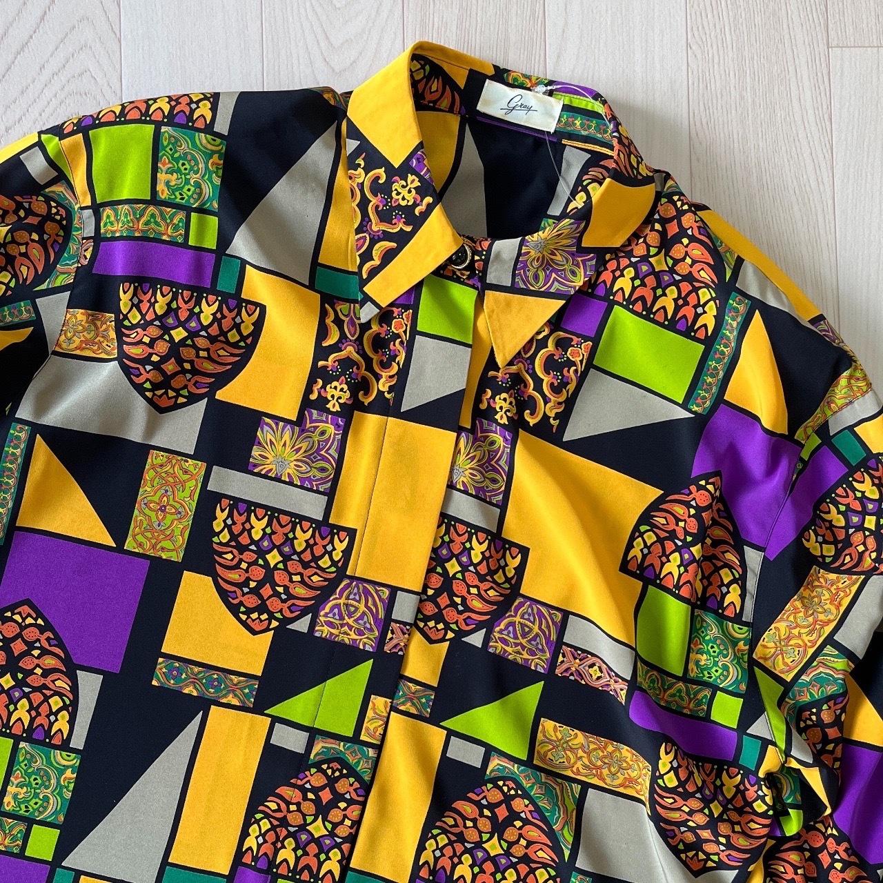 日本製高飽和度色塊拼接襯衫