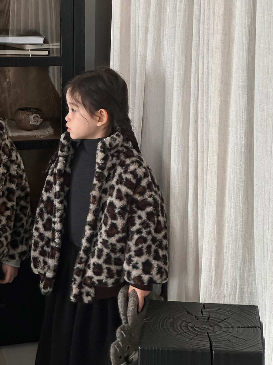 加厚羊羔絨豹紋夾克(80-140)