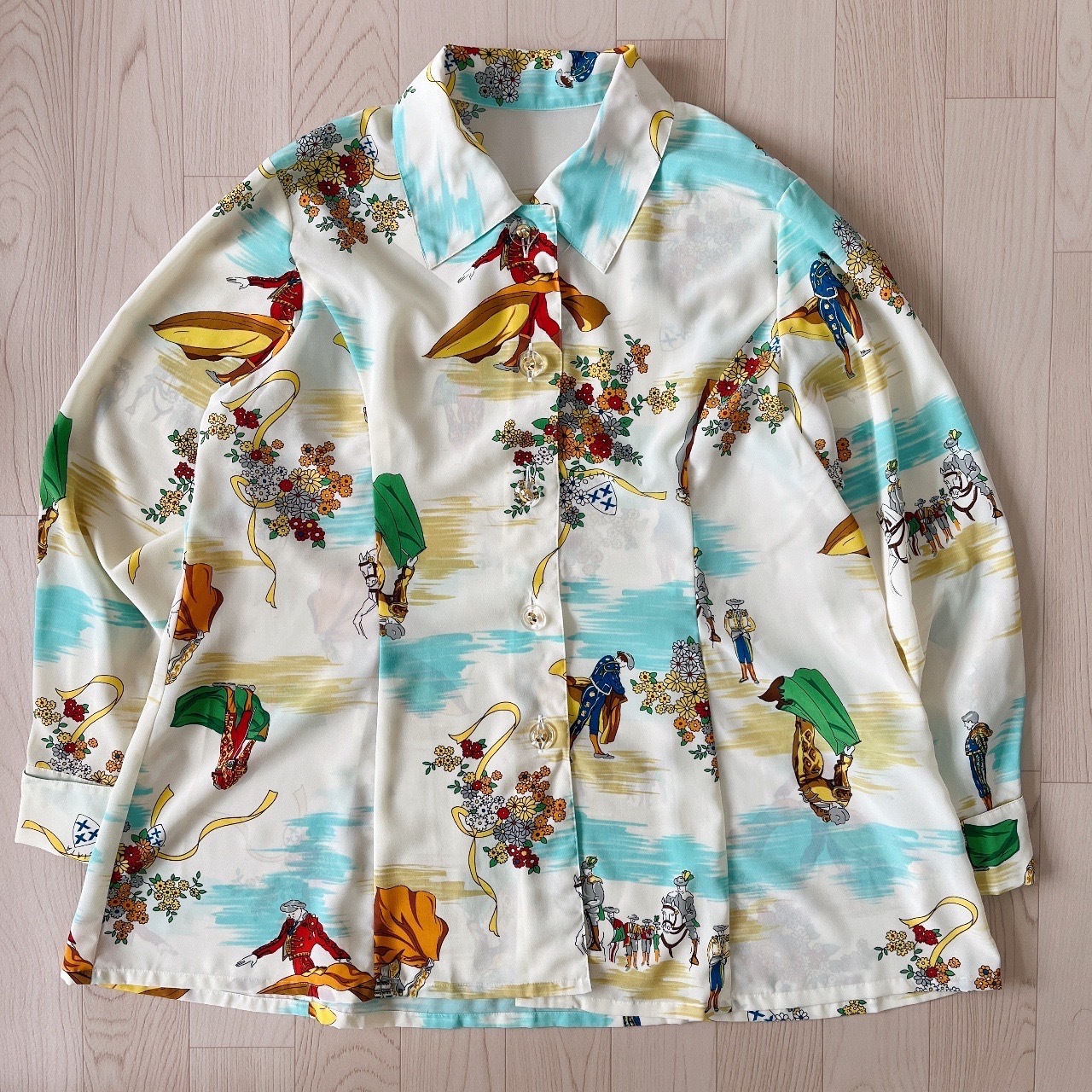地中海熱情手繪人物長袖襯衫