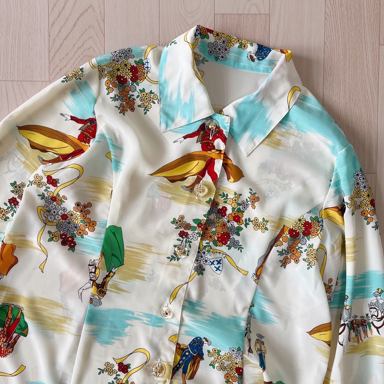 地中海熱情手繪人物長袖襯衫