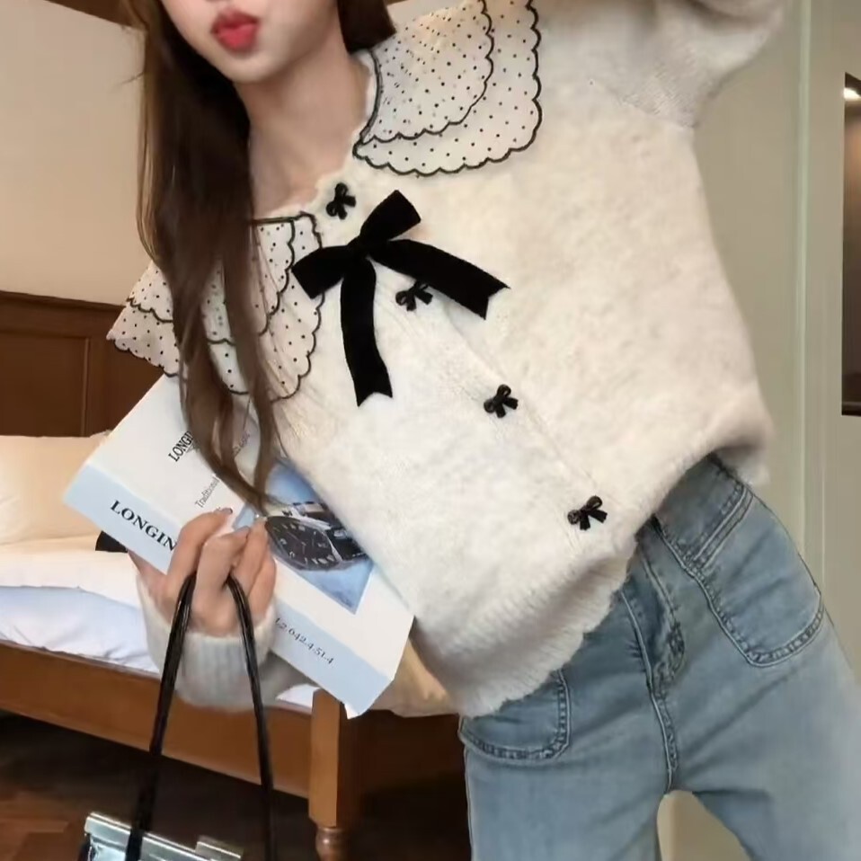 Sweet Doll-Collar Design Knit Cardigan