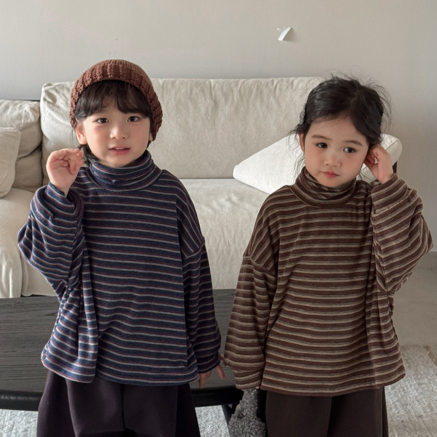 羊絨條紋高領內搭(80-140)