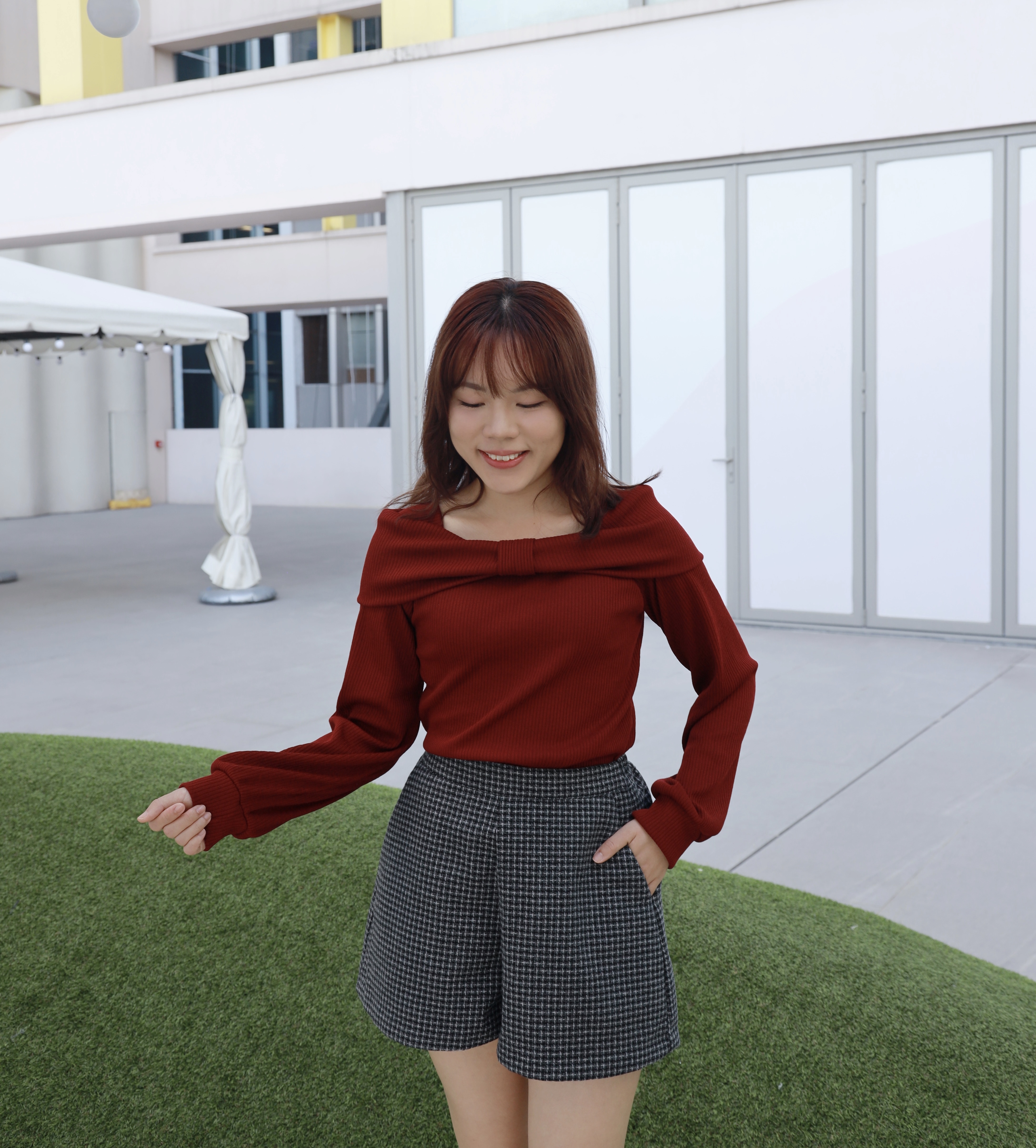 ||TOP598|| 一字膊蝴蝶結少女味Top