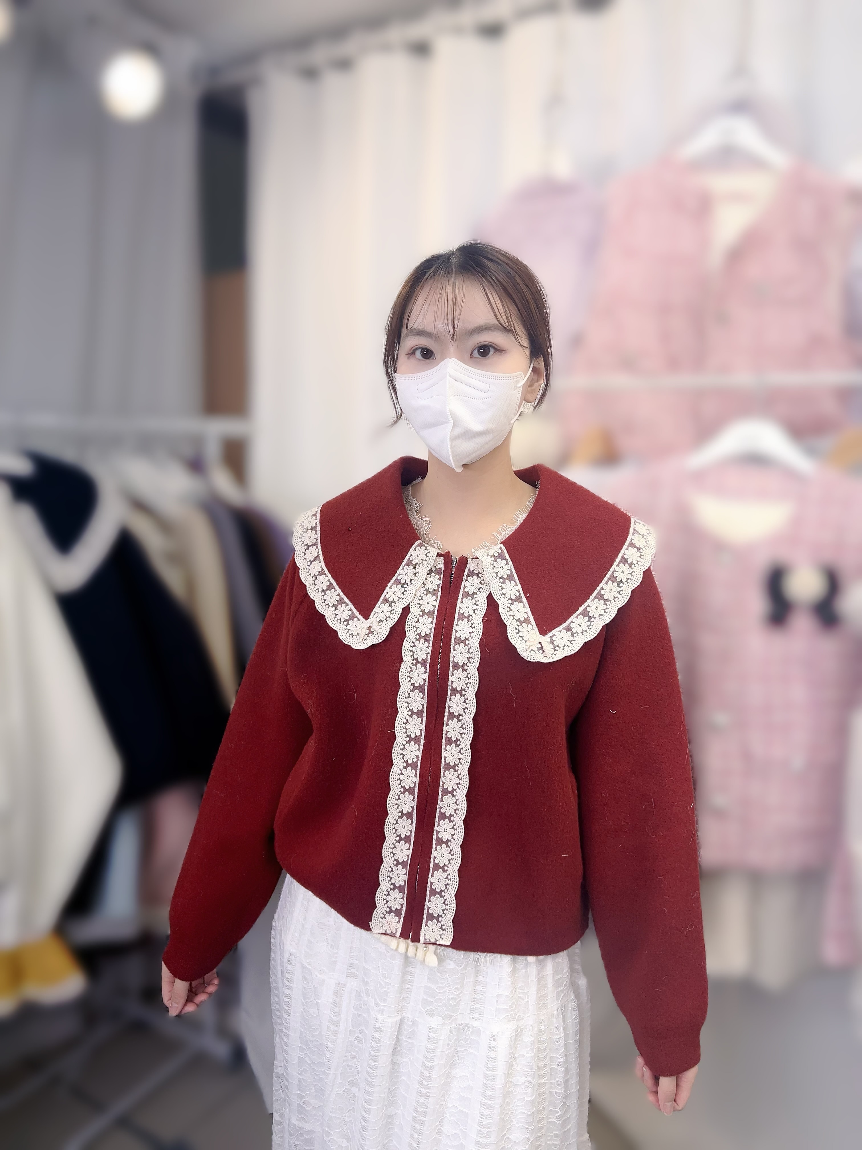 J69 韓國🇰🇷lace拉鏈外套 胸40-47 長21.5 $449