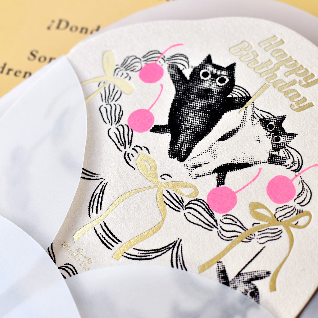 大芝麻小花生．Happy Birthday 手工絹印生日卡 共二款