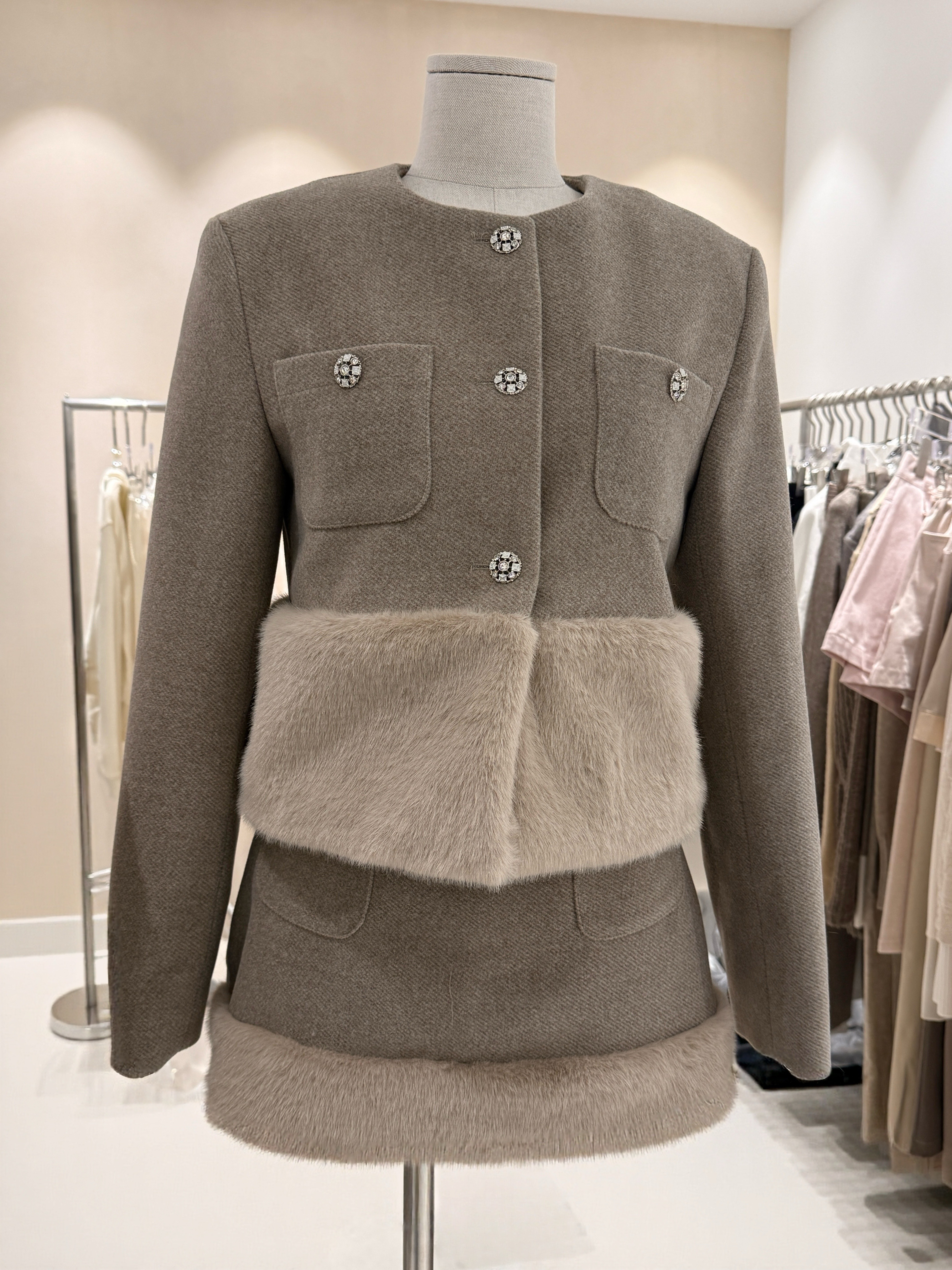 ✨絕美毛毛拼接Festive wool set (Jk+Sk)  **Special price**