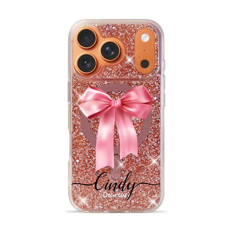 【特惠款】iPhone 17 Pro Max 蝴蝶結緞帶玫瑰金貝拉殼 (MagSafe)