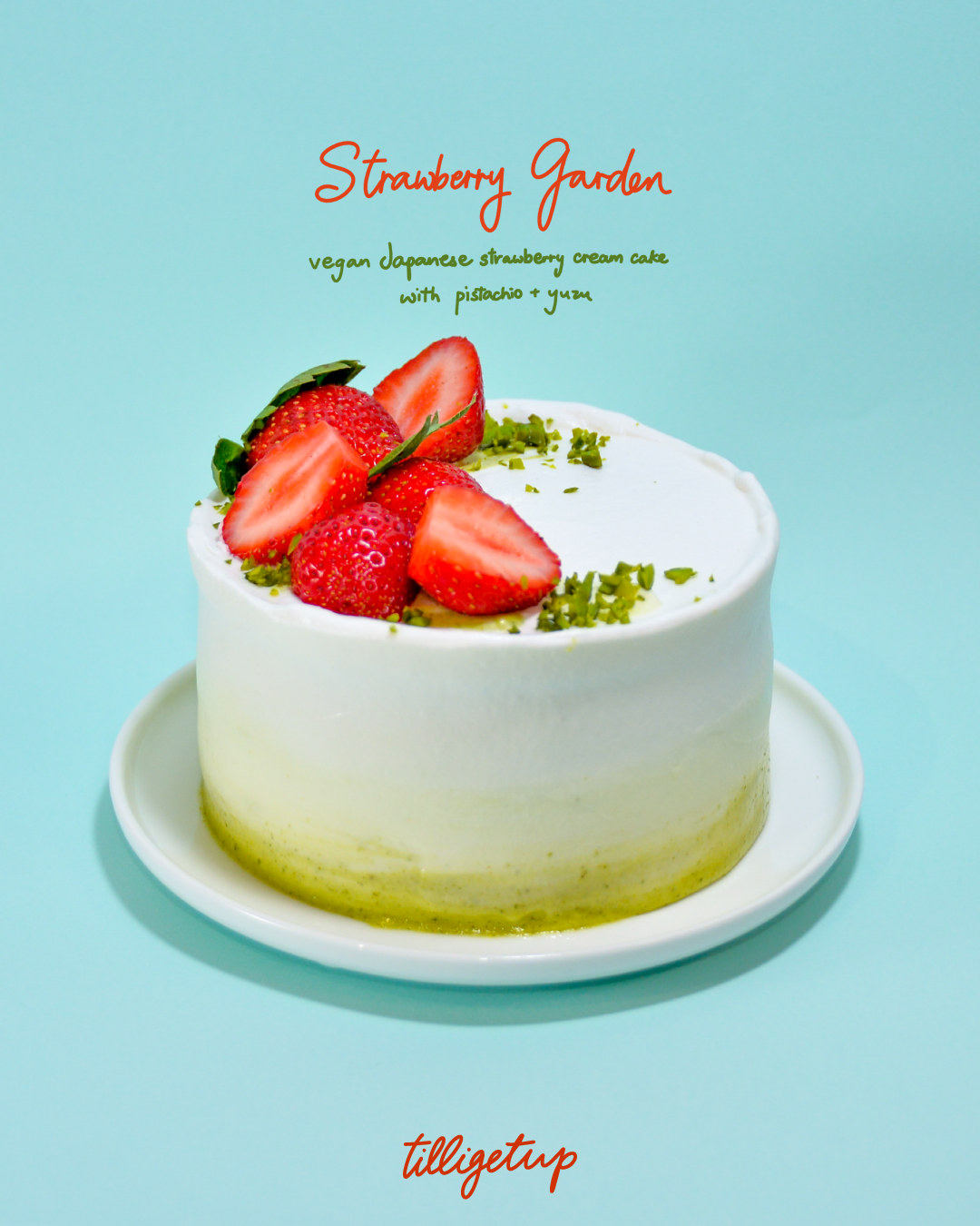 ﹝strawberry garden🍓﹞純素日本士多啤梨忌廉蛋糕配開心果及柚子
