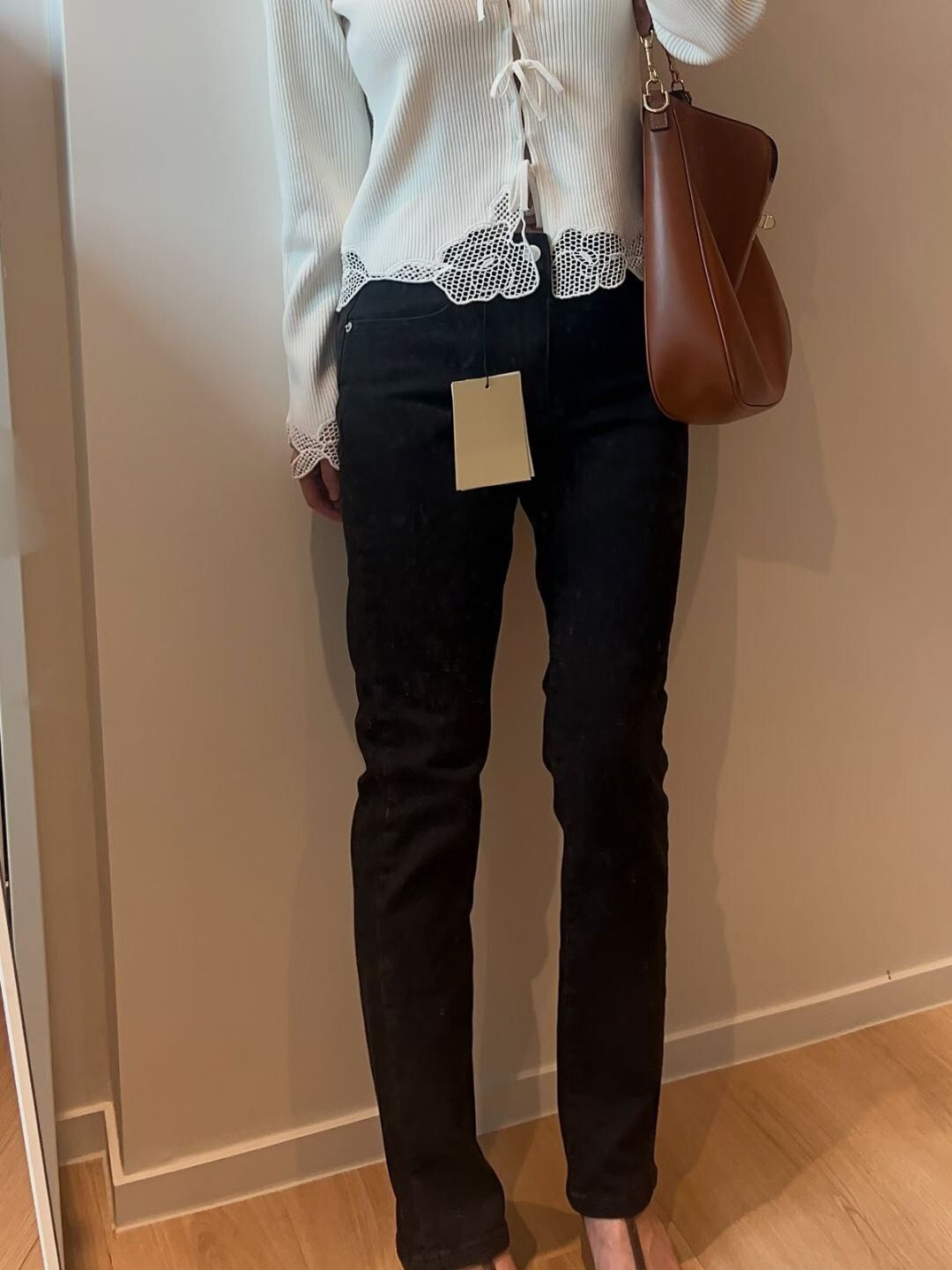 LMT黑色顯瘦牛仔長褲