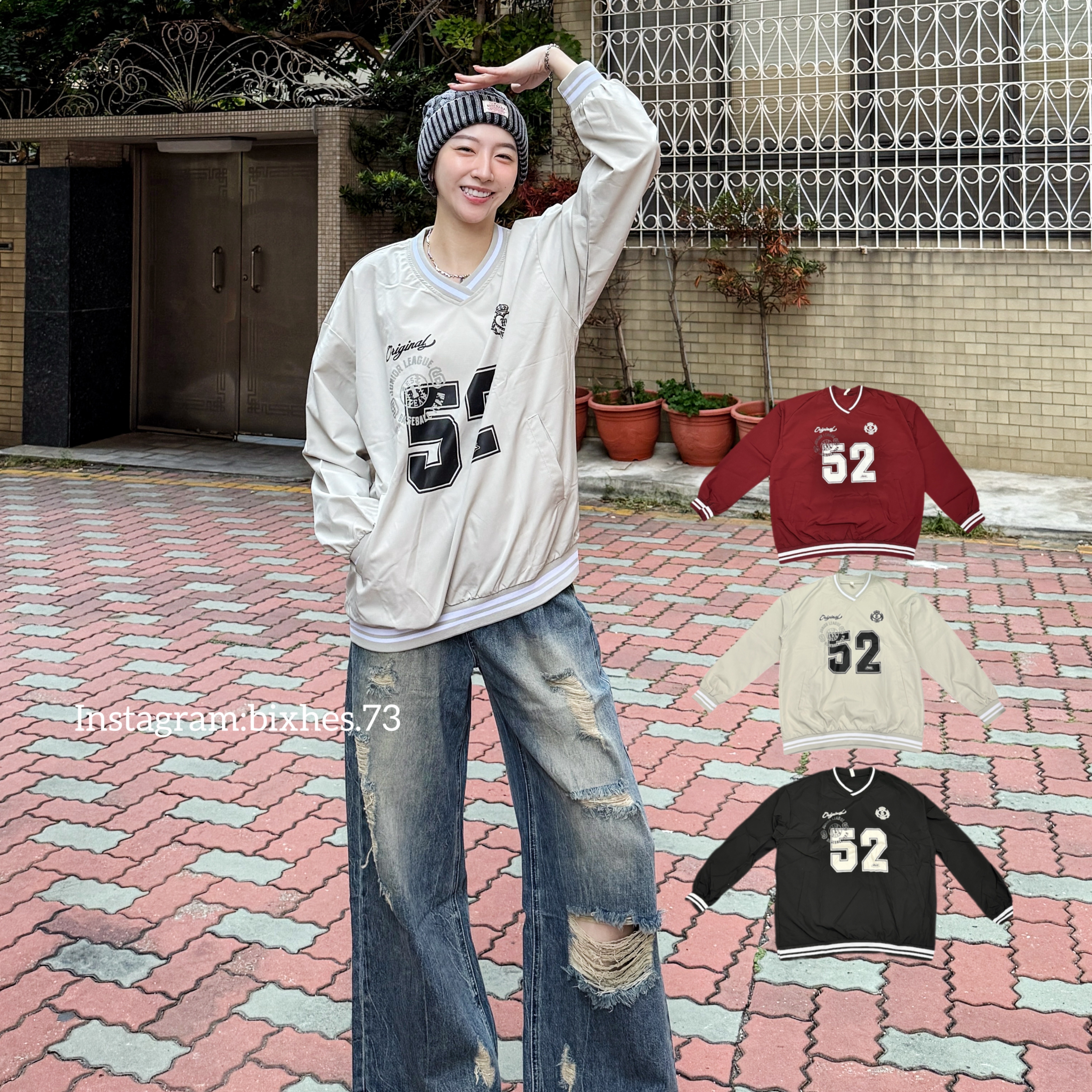 V領口袋風衣長T(B00049)