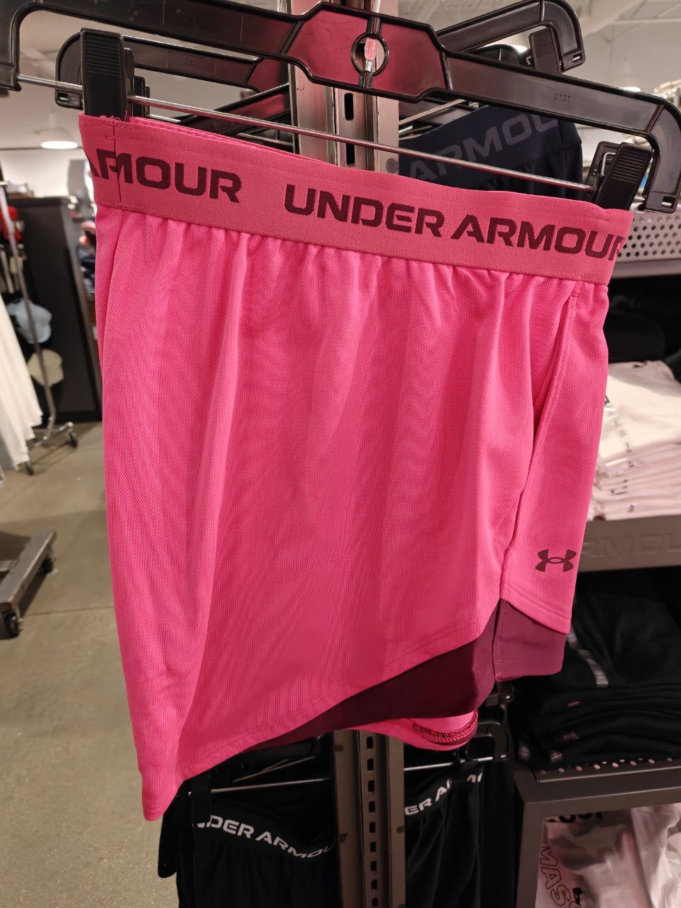 [U] UNDER ARMOUR VIRTUAL PINK/PURPLE GEMINI TECH PLAY UP TWIST WOMEN'S SHORTS, 1390380-622 (UZZ74)