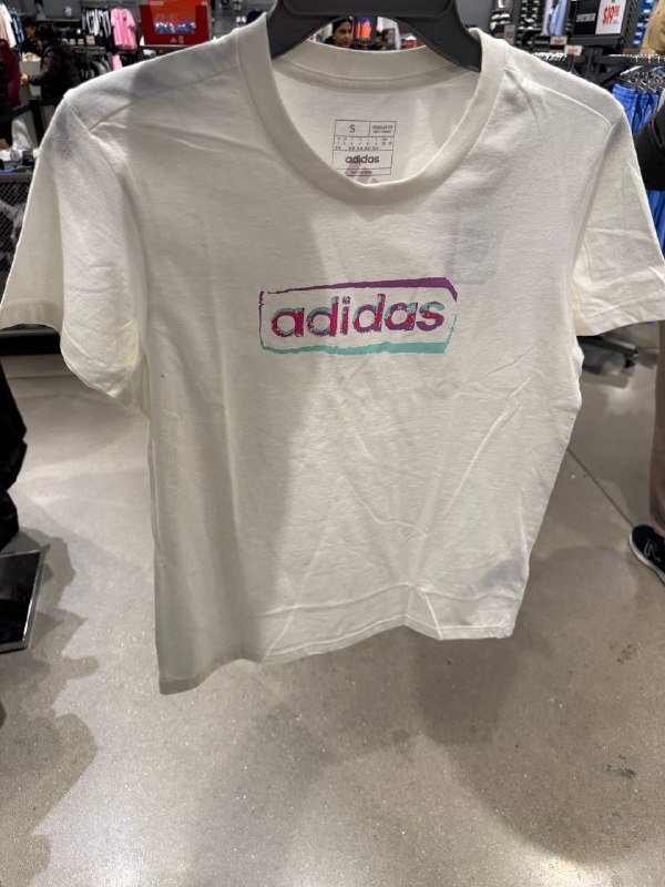 [U] ADIDAS WHITE WOMEN'S STENCIL WRD  T-SHIRT, KS9717-WHITE (UZZ92)