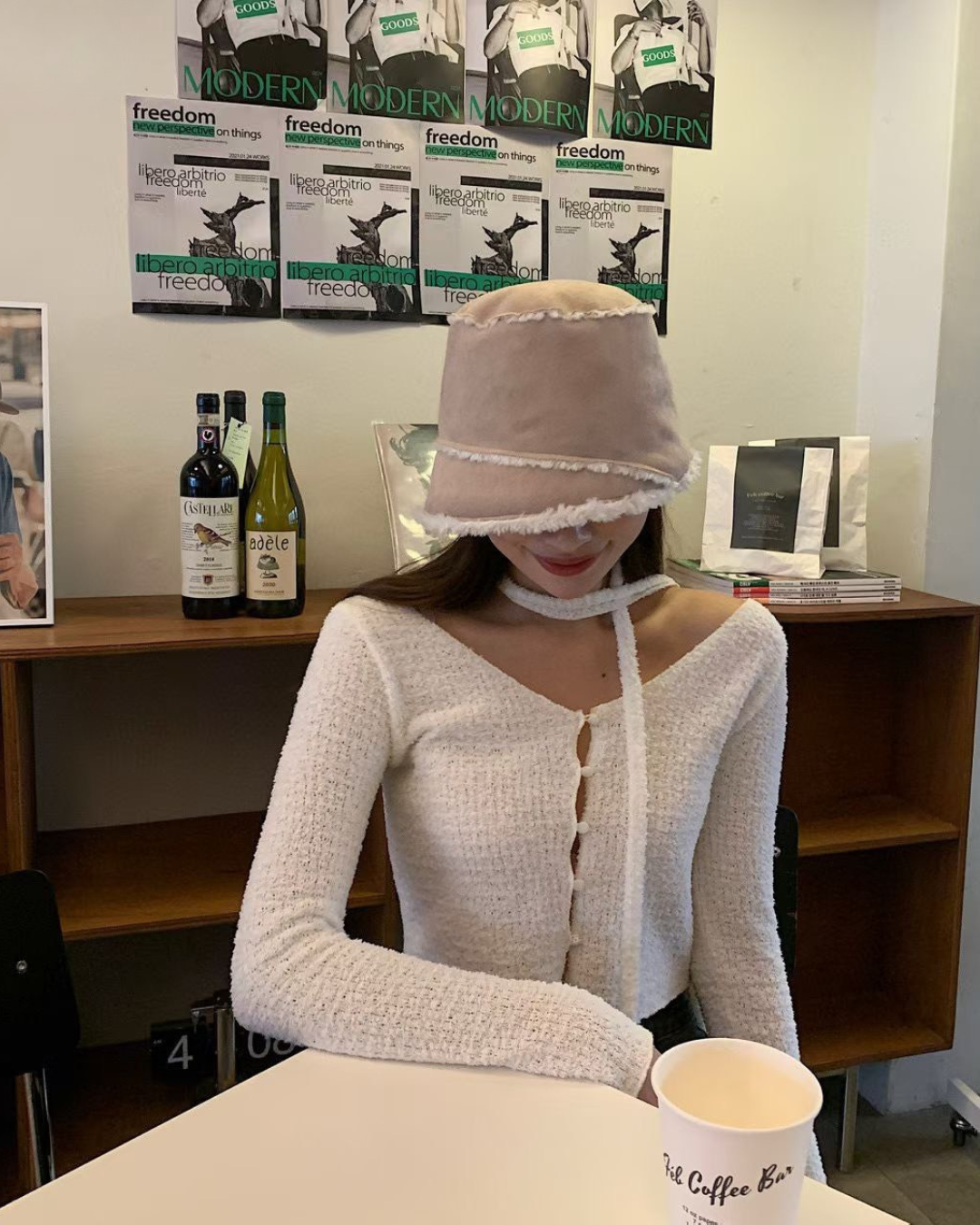 保暖麂皮漁夫帽