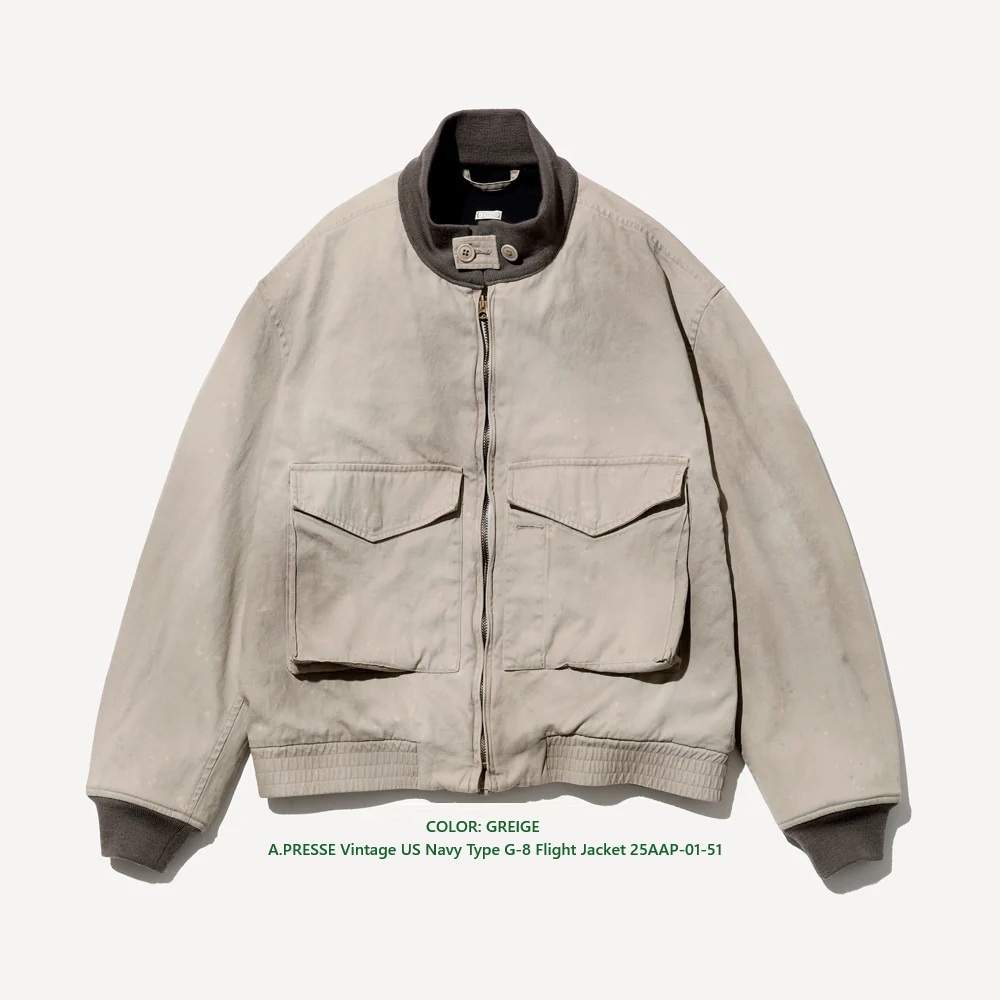 11/30 RE-STOCK: A.PRESSE 2025 A/W VINTAGE US NAVY TYPE G-8 FLIGHT JACKET (25AAP-05-08) - PRE ORDER ITEM (預訂中)