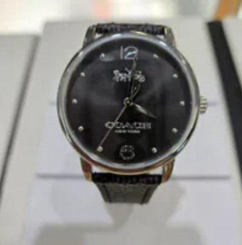 [U] LUXURY WATCH COACH 14504435 GRAND 36MM WOMEN'S WATCH STAINLESS STEEL BLACK PVC STRAP,BLACK, 885997585521 (ULW10)