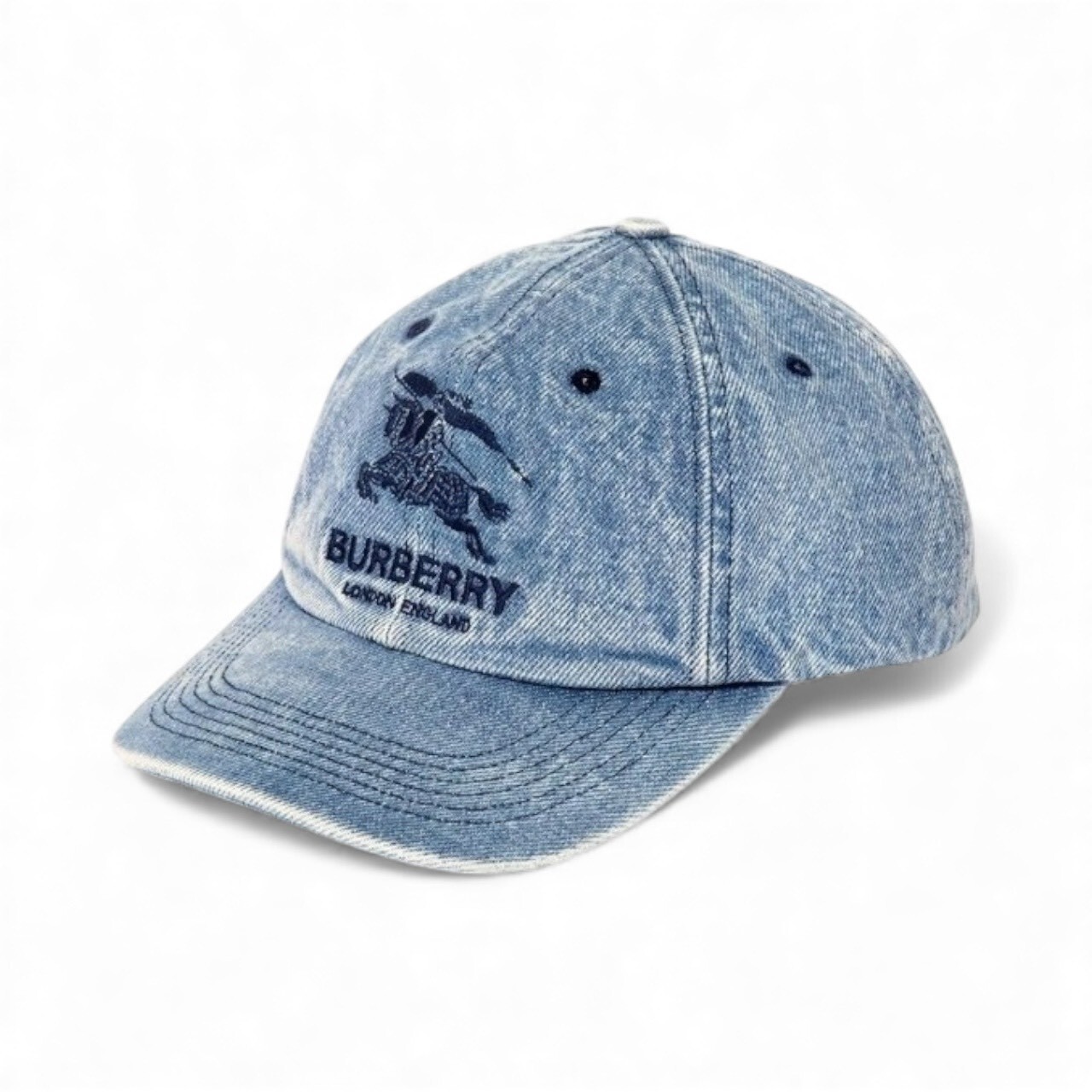SUPREME X BURBERRY 22SS  DENIM 6 PANEL CAP BLUE