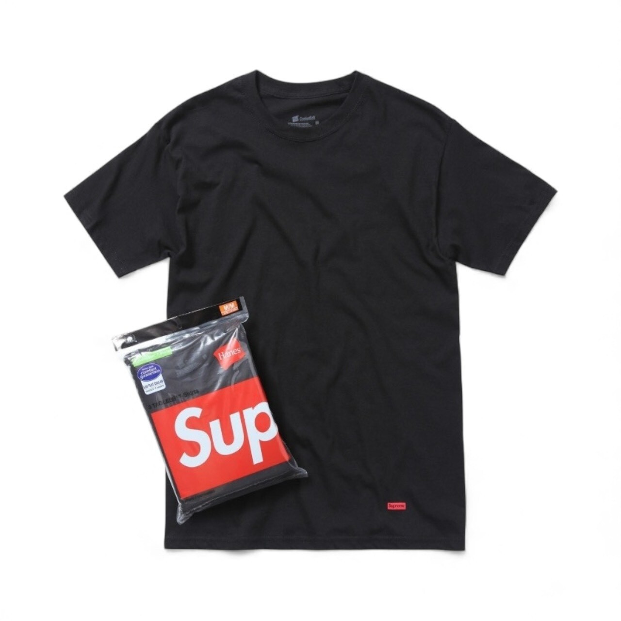 SUPREME SS19 HANES TAGLESS TEES (3 PACK) BLACK / WHITE SIZE S