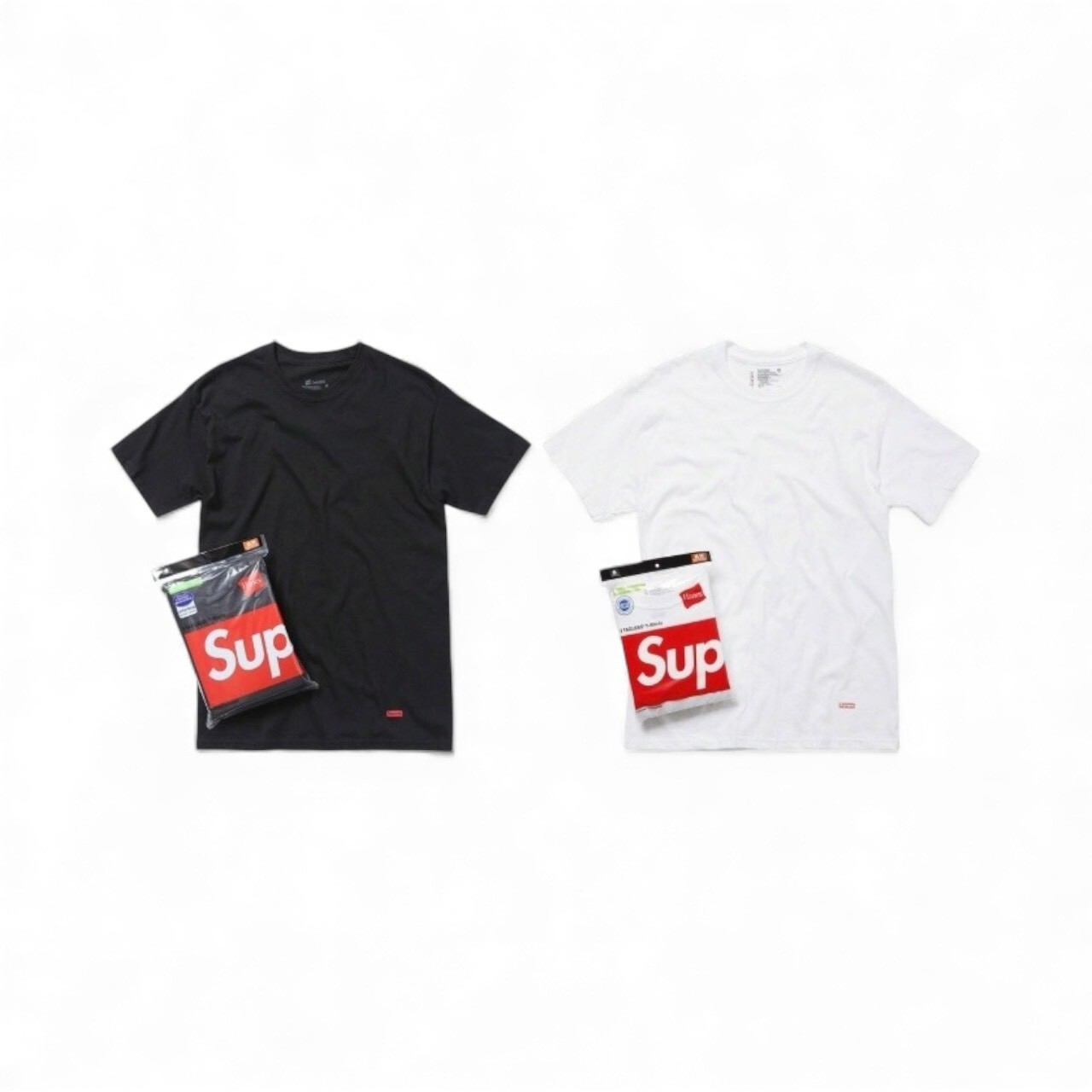 SUPREME SS19 HANES TAGLESS TEES (3 PACK) BLACK / WHITE SIZE S