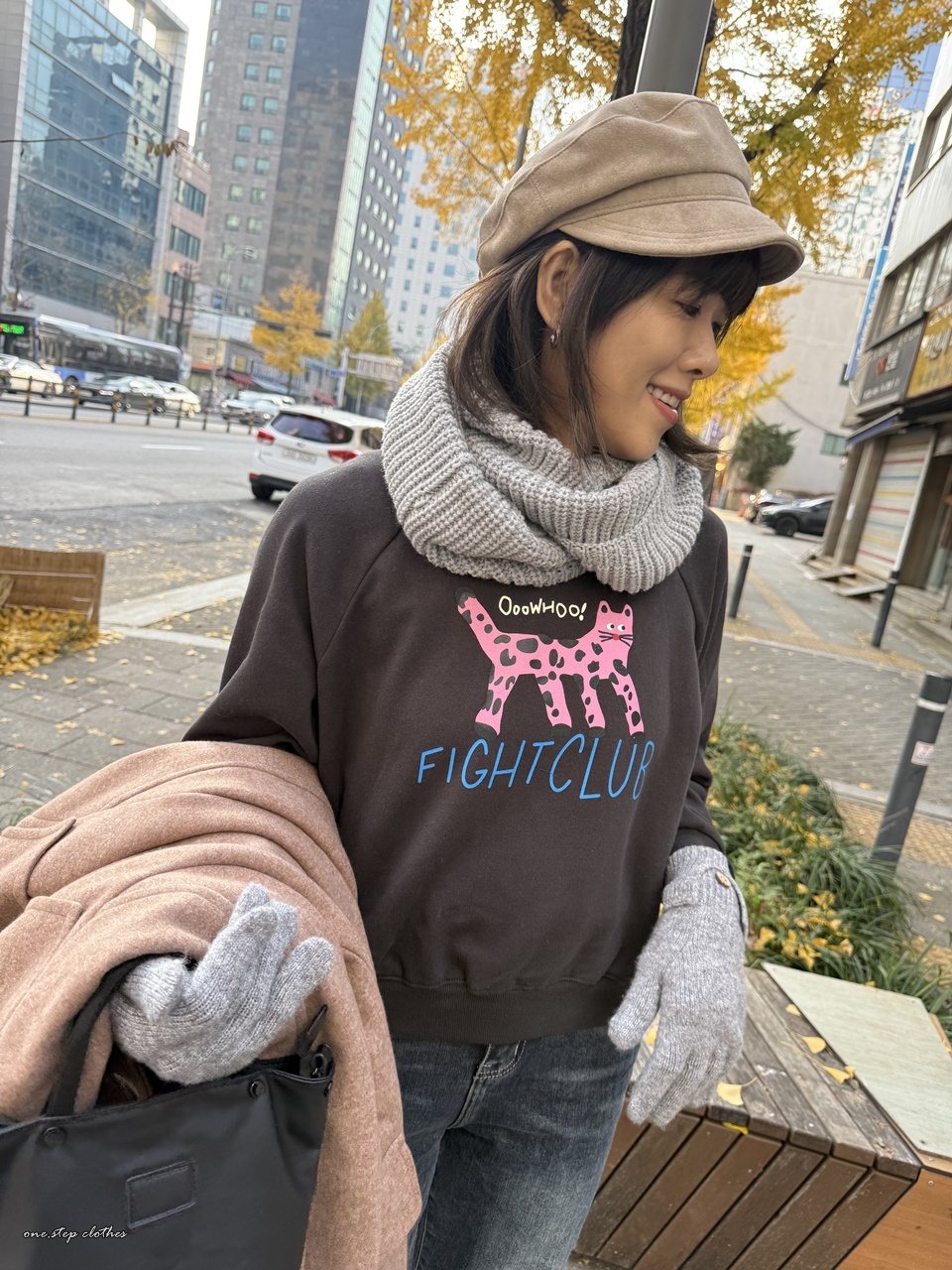 正韓小花貓咪英文T