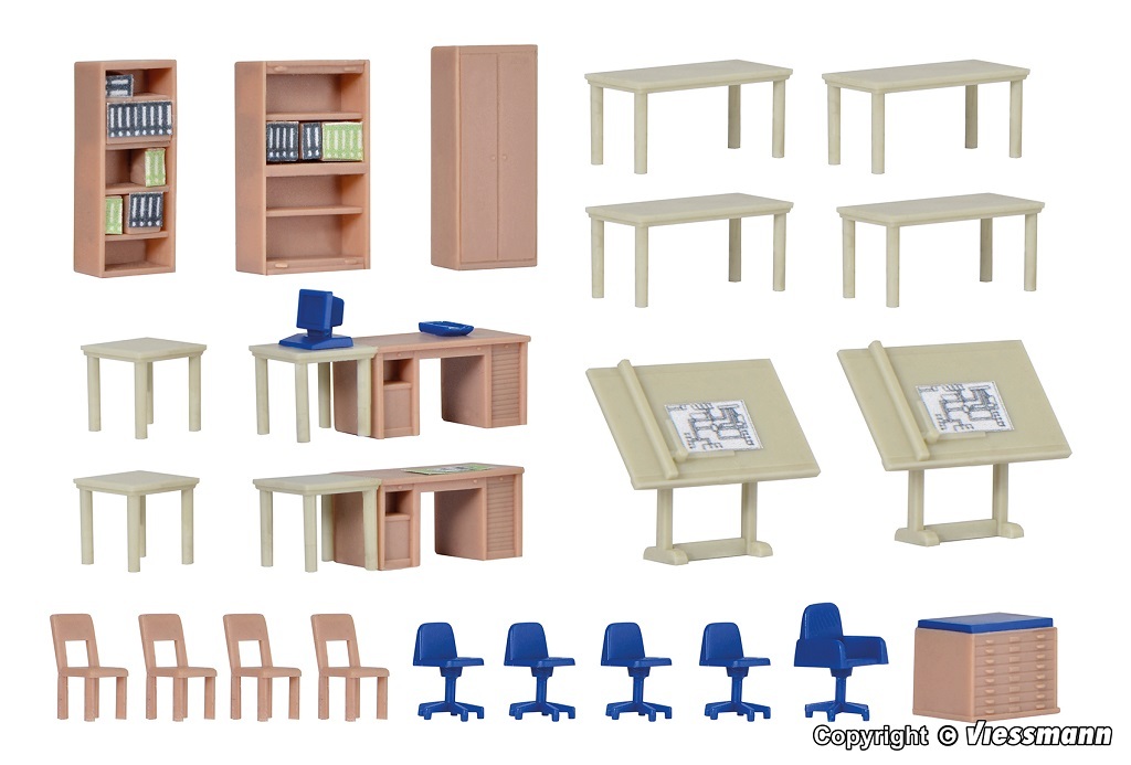 Kibri 38655 HO規 Office furniture 辦公室傢俱 2