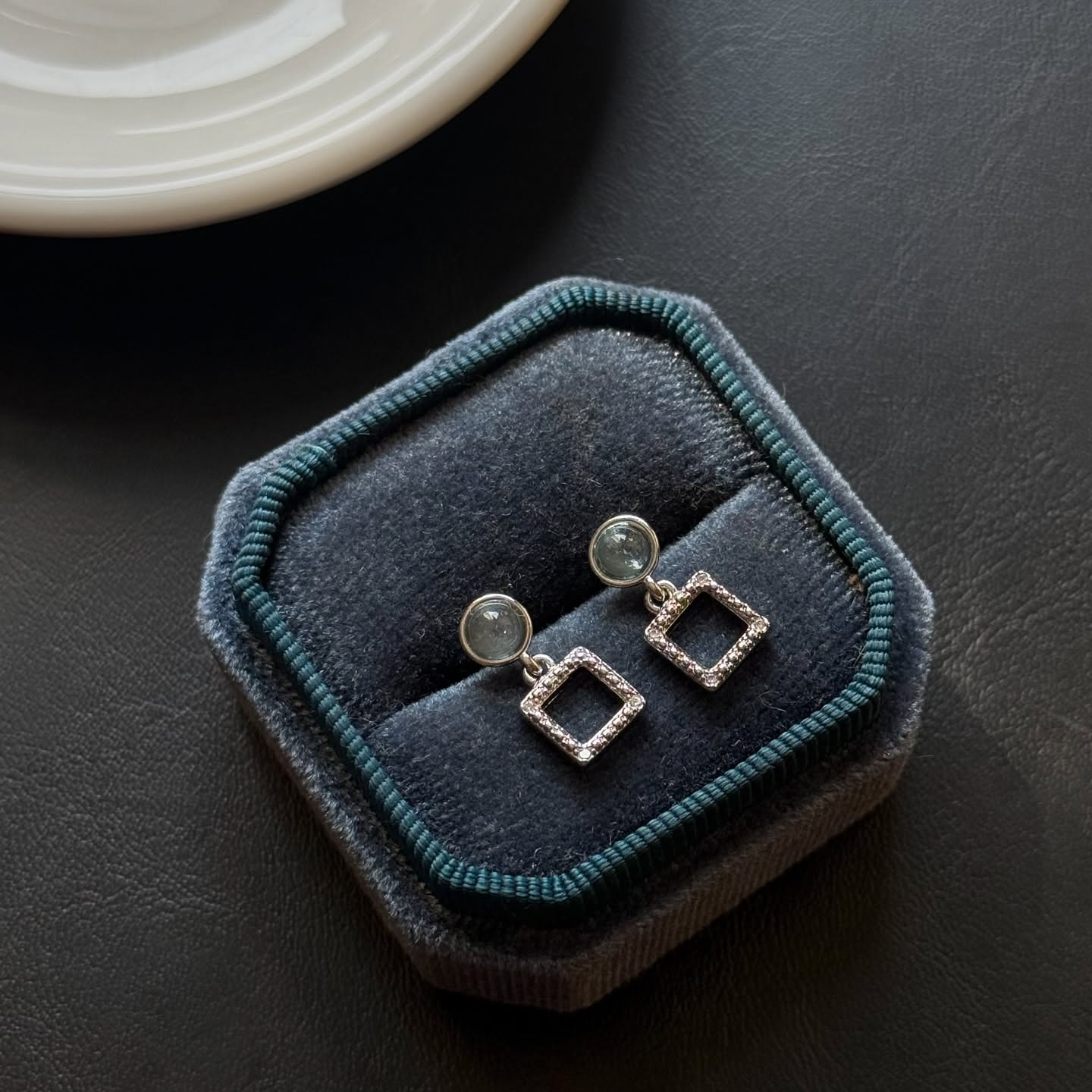 [原石] 海藍寶 925銀針耳環