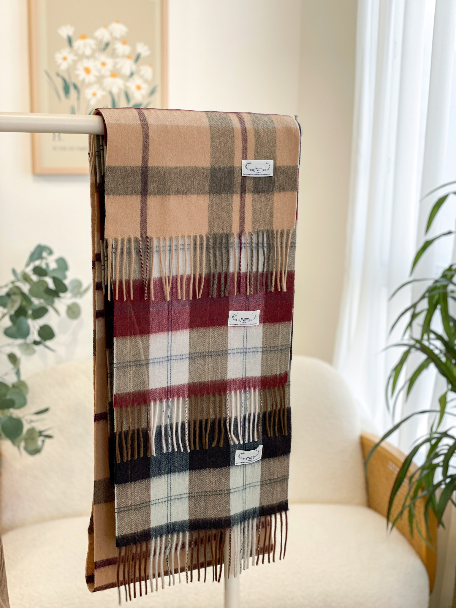 【100% Wool】AC168 Seasonal Check Scarf