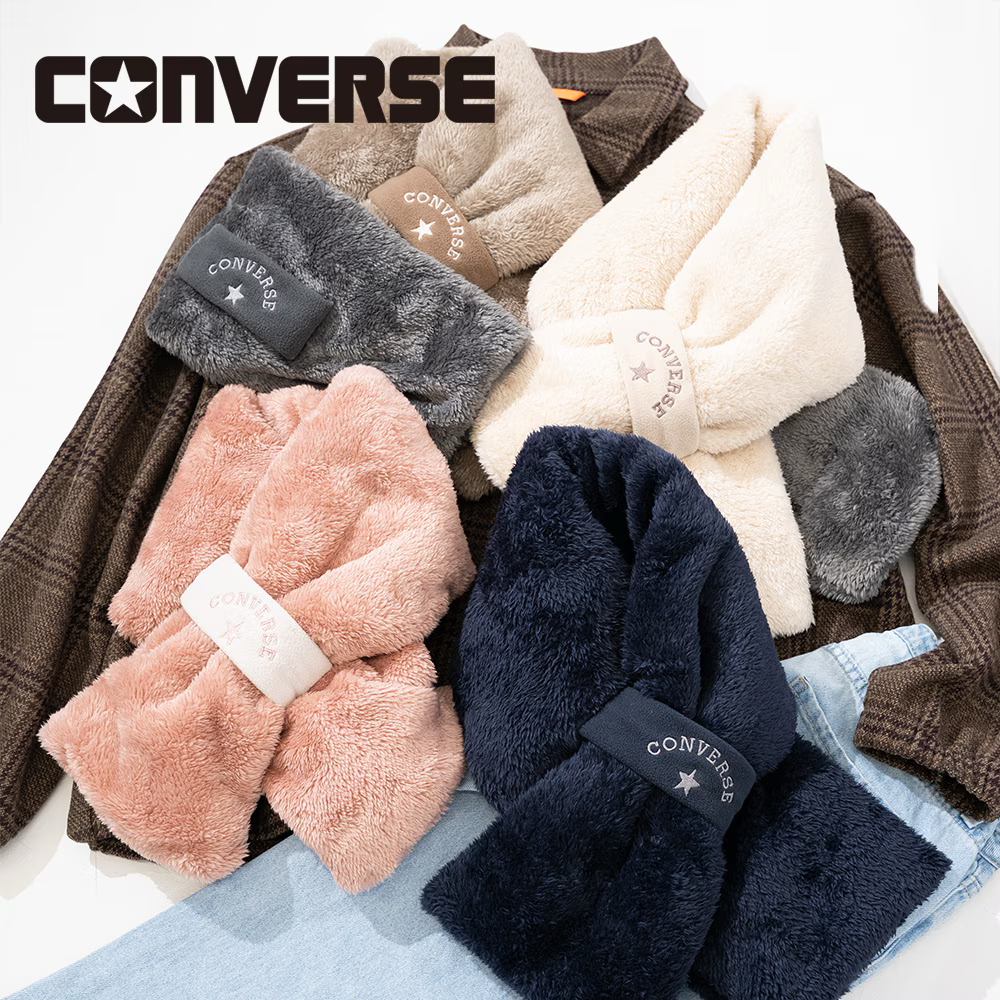 converse 雲朵毛茸束帶圍巾