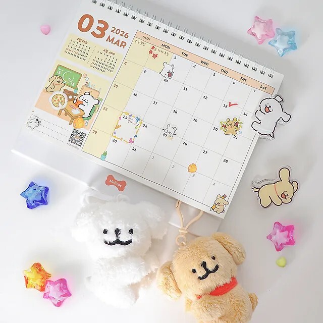 【OWN】韓國 線條小狗 moonlab studio Maltese 2026 桌曆 吊飾 壓克力 韓國代購