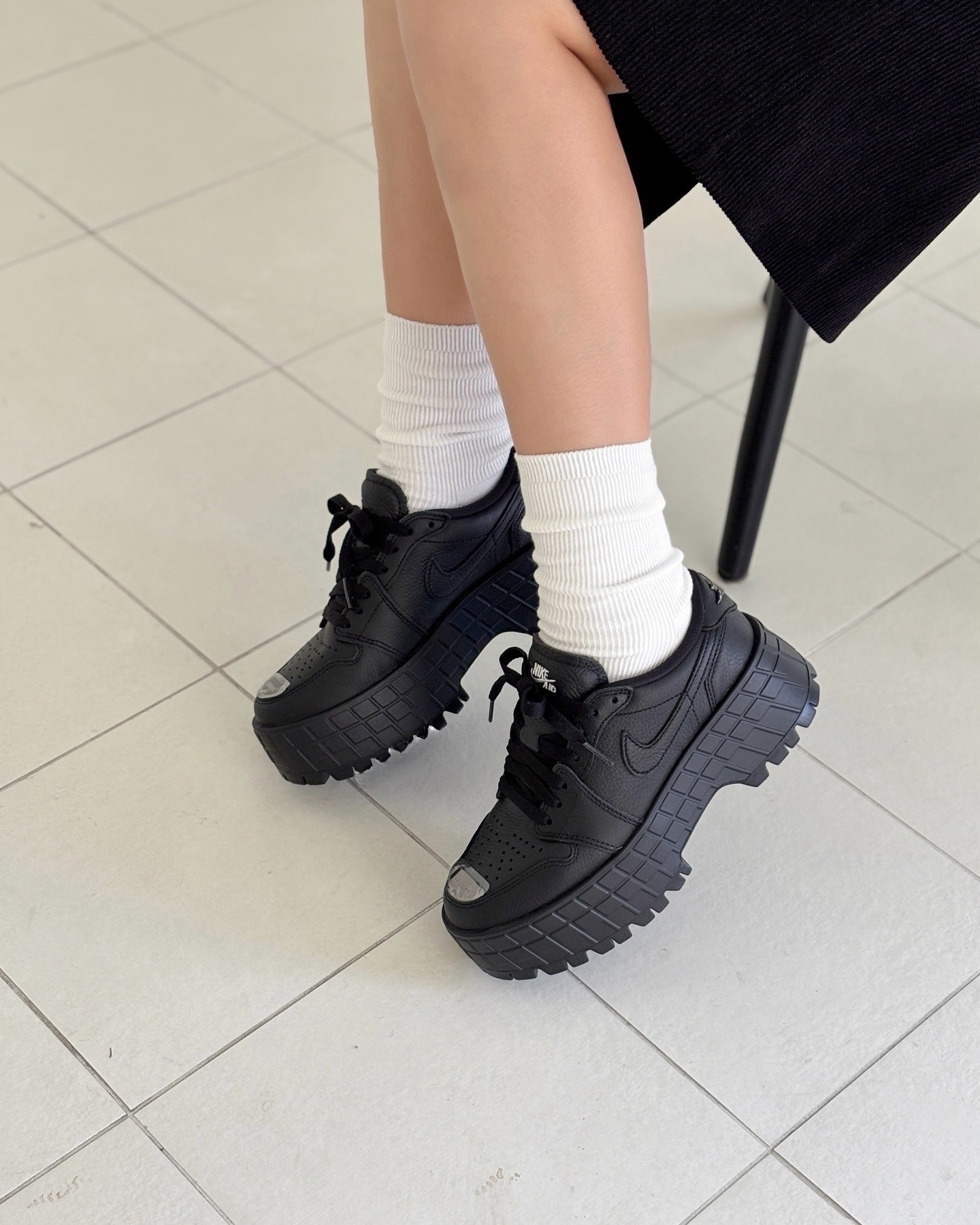 Nike Air Jordan 1 Brooklyn 黑色 黑銀 皮革 增高 厚底鞋 HF3184-001