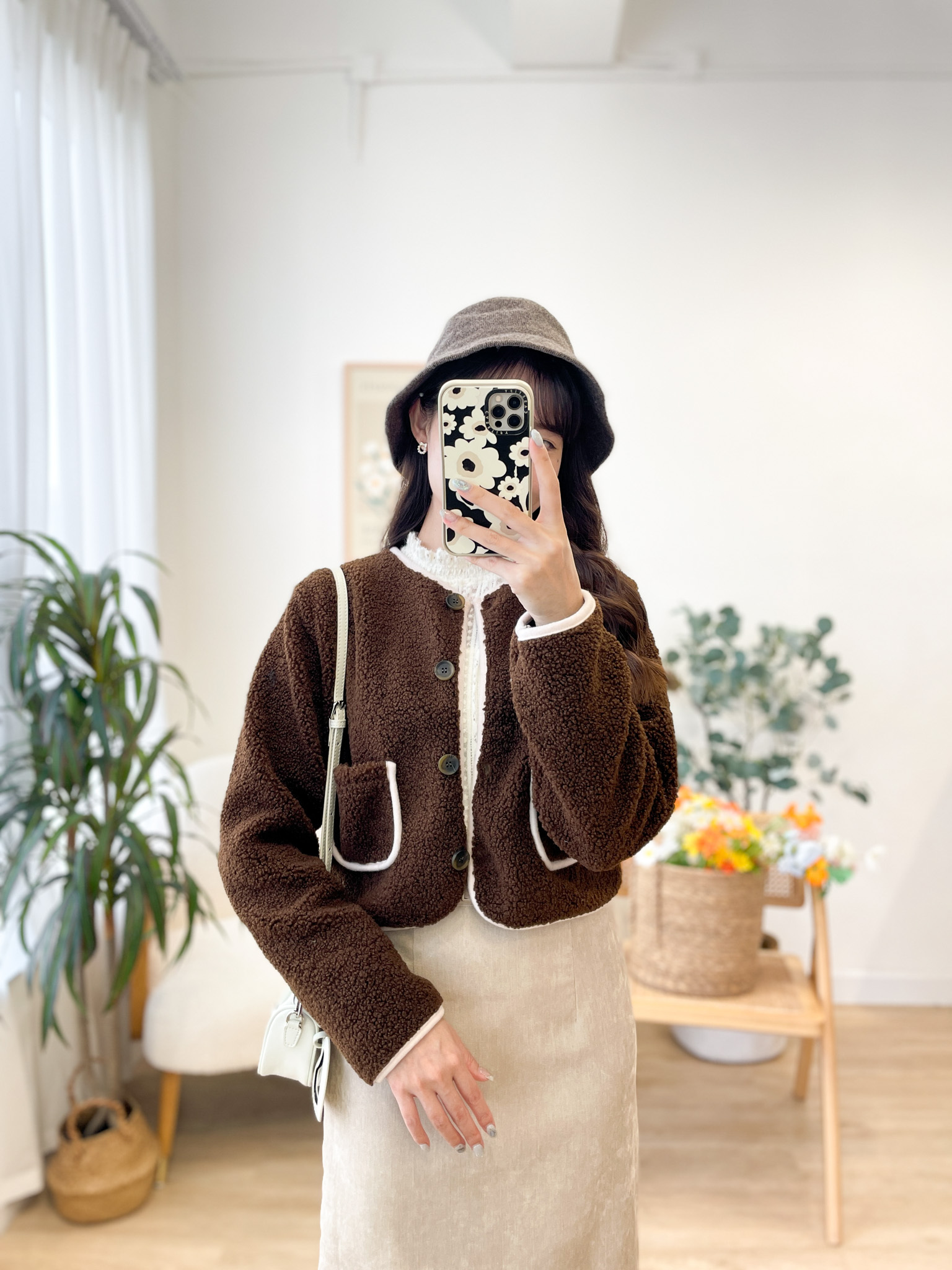 JK259 Teddy Cropped Contrast Jacket
