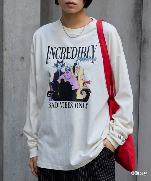 日本🇯🇵連線 MONO-MART x Disney 反派角色oversized印花長袖T恤 男女可穿 復古 寬鬆 落肩 長袖 休閒 5款(任買兩件711免運)/預購