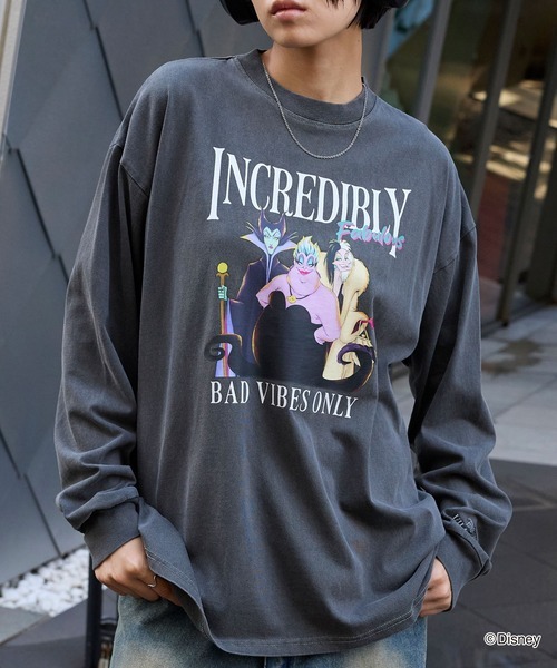 日本🇯🇵連線 MONO-MART x Disney 反派角色oversized印花長袖T恤 男女可穿 復古 寬鬆 落肩 長袖 休閒 5款(任買兩件711免運)/預購