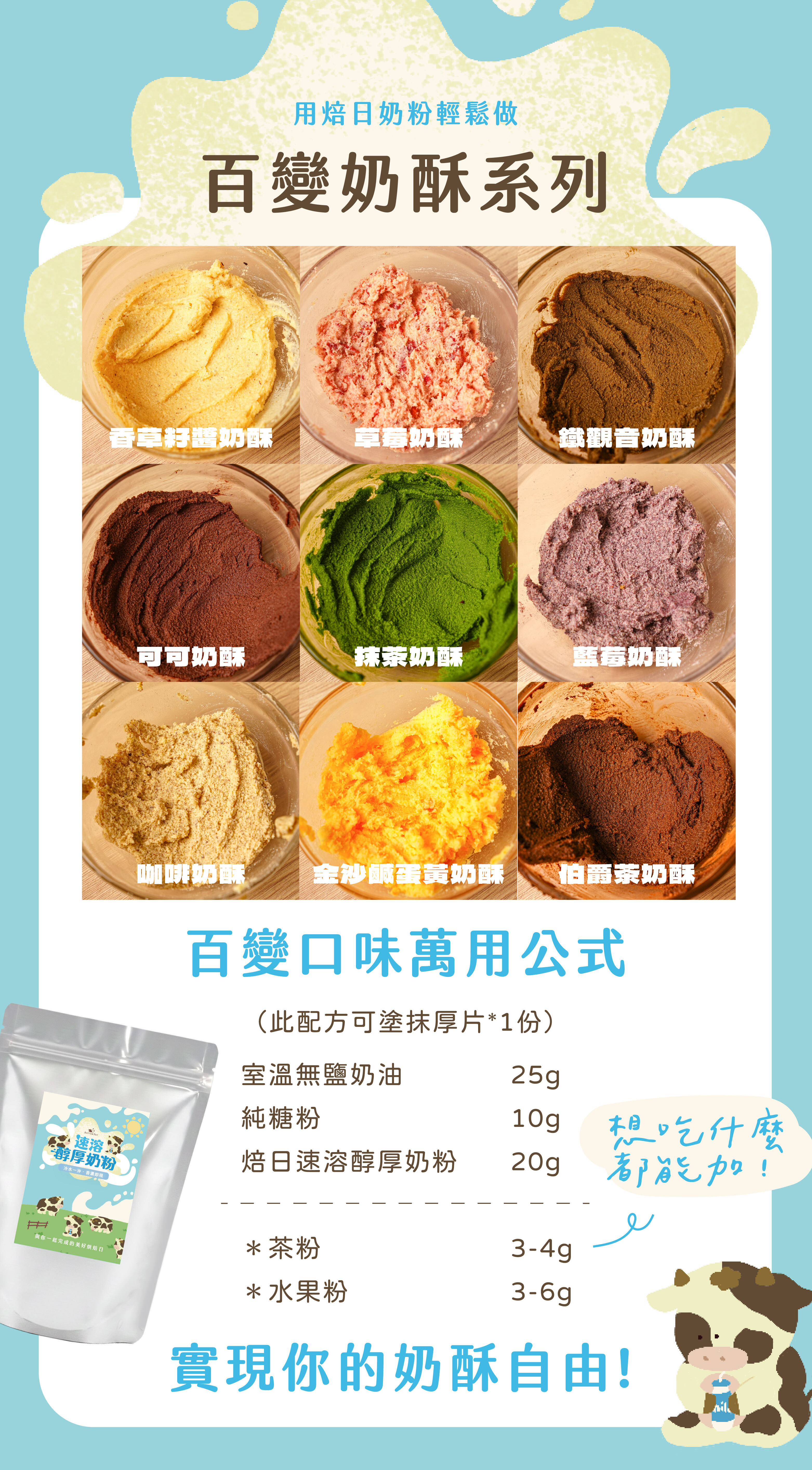 “焙日速溶醇厚奶粉萬用奶酥公式”