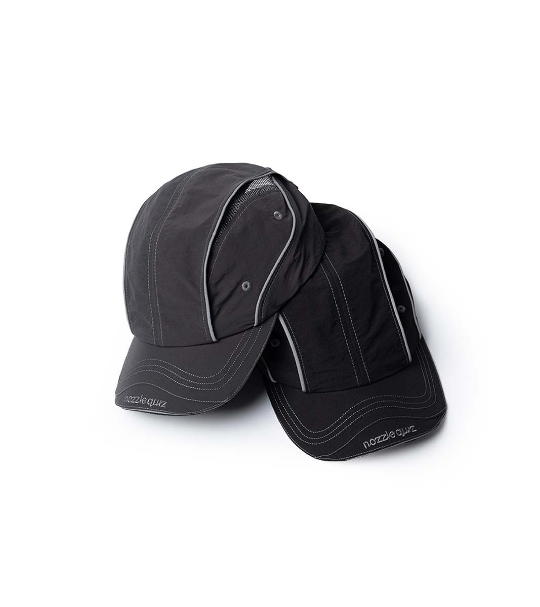 nozzle quiz®｜Stitch Split Cap (Black/Dark Gray)