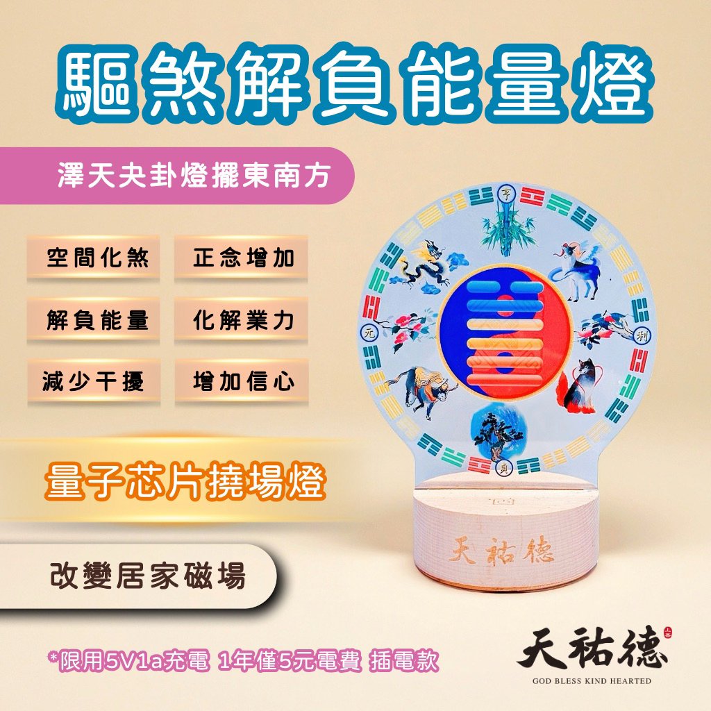 《天祐德》驅煞解負能量撓場燈❤️澤天夬量子風水芯片卦燈‼️