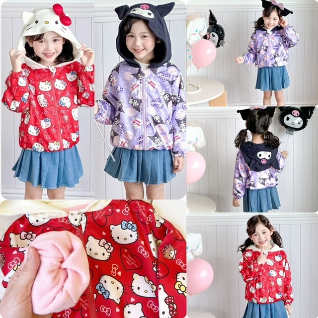 兒童San*rio 滿印角色頭像絨底外套-2502721