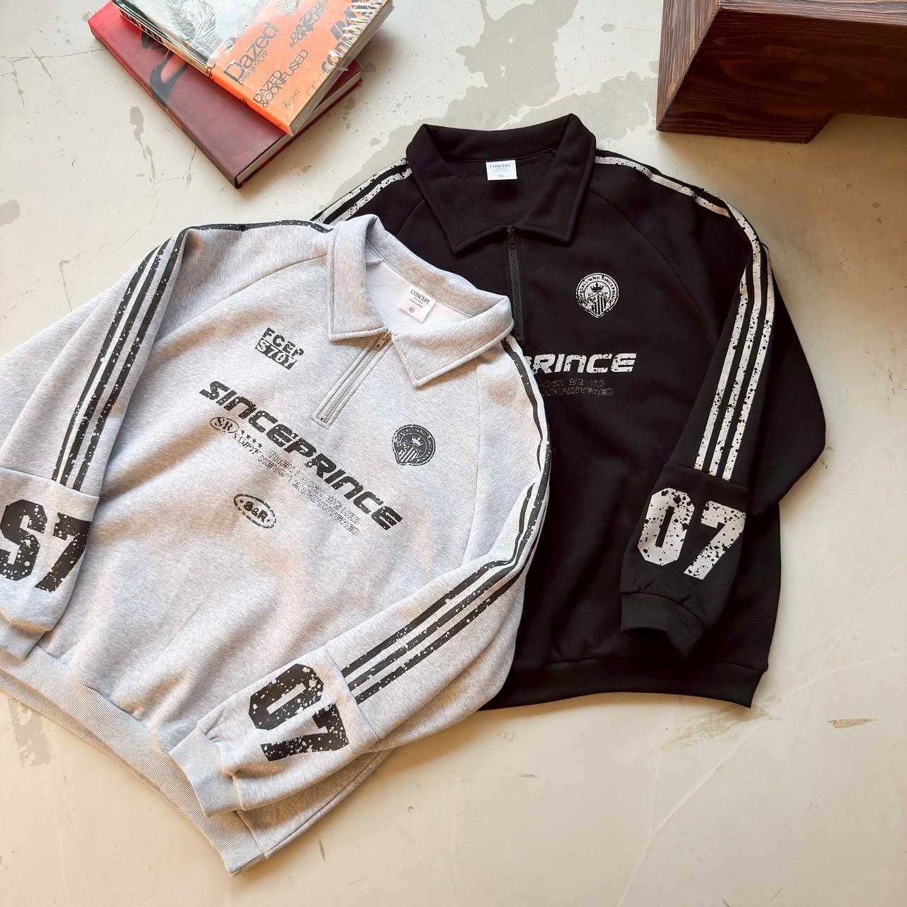 斑駁字體拉鍊POLO衫 81107