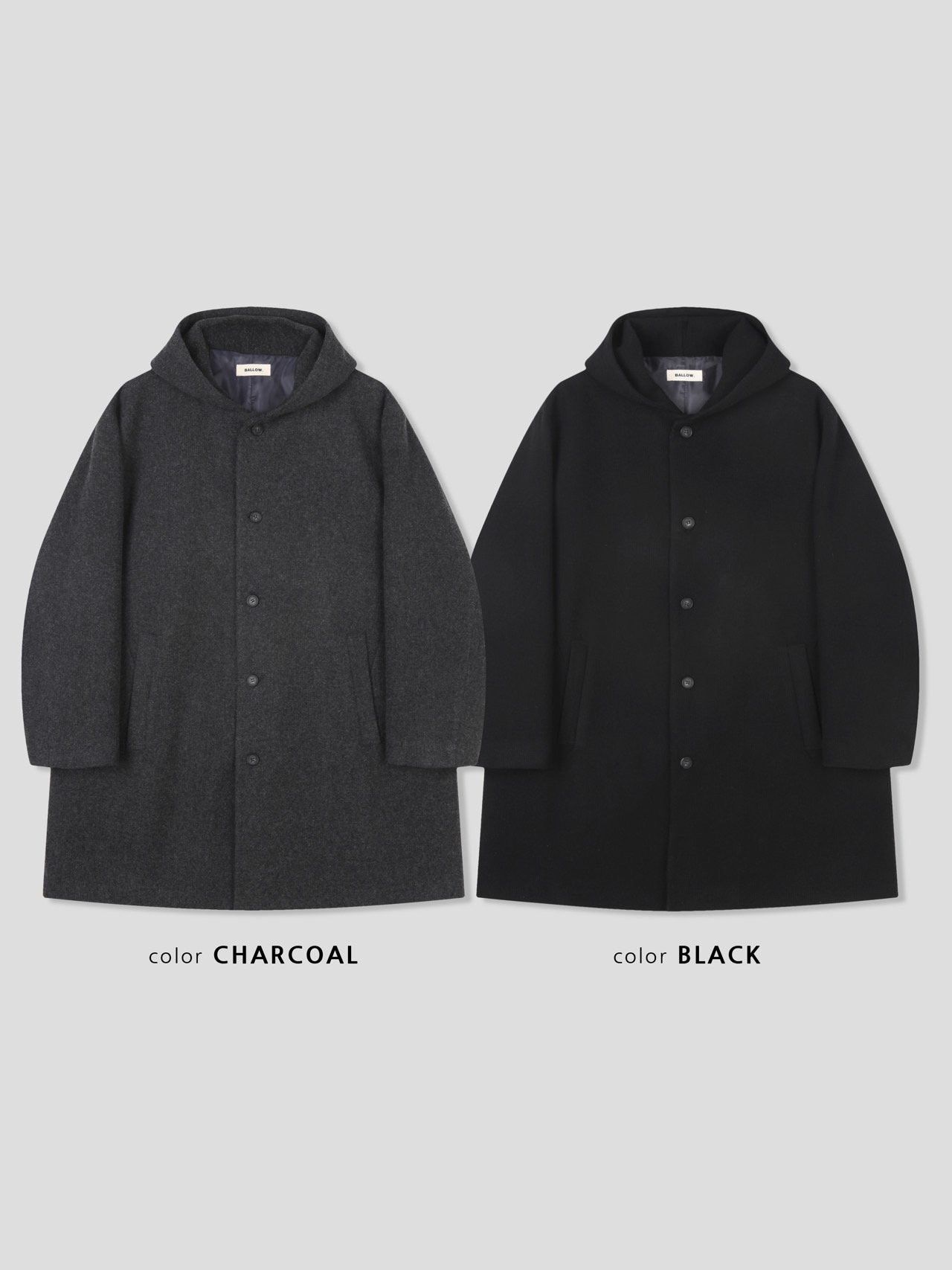 淨色連帽開胸長褸 BALLOW-025JK