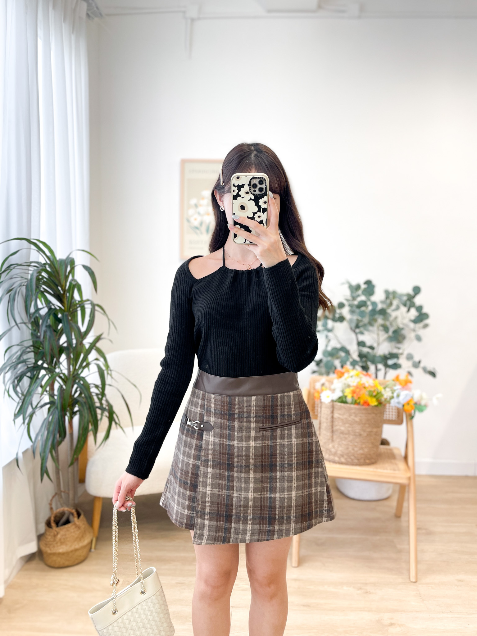 JEAN193 Amber Belted Checkered Mini Skorts