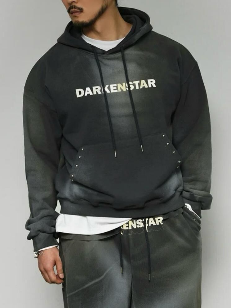 仿污英文字連帽衛衣 12GAUGE-055T