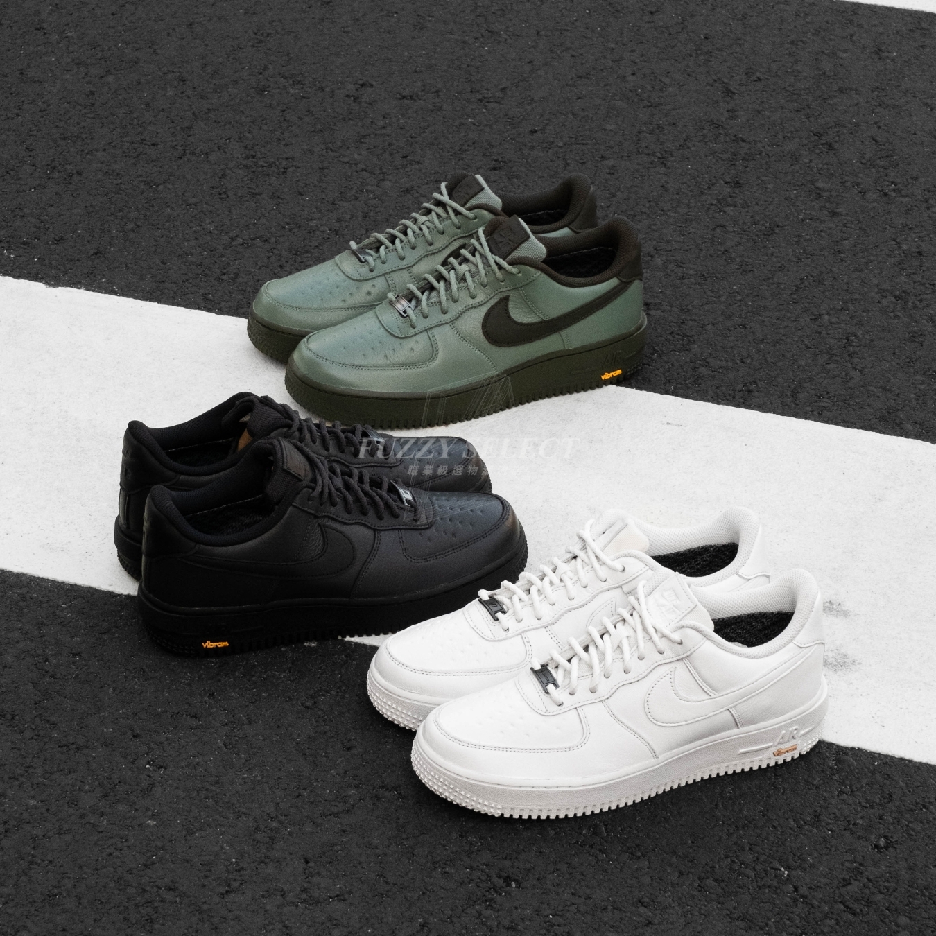 【逢甲 FUZZY】Vibram x Nike Air Force 1 GoreTex 防水 黃金大底 全白HV5953-100 全黑HV5953-001 墨綠色HV5953-300