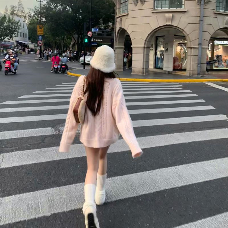 Trendy Cable-Knit Slouchy Hollow Cardigan