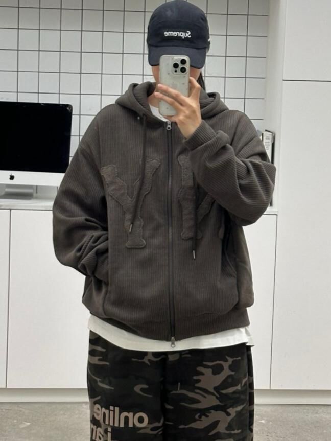 英文字連帽拉鍊外套 12GAUGE-057JK