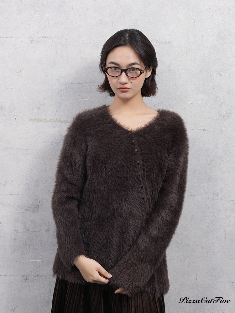 毛絨絨斜側邊綁帶上衣 PizzaCutFive PCF253415063