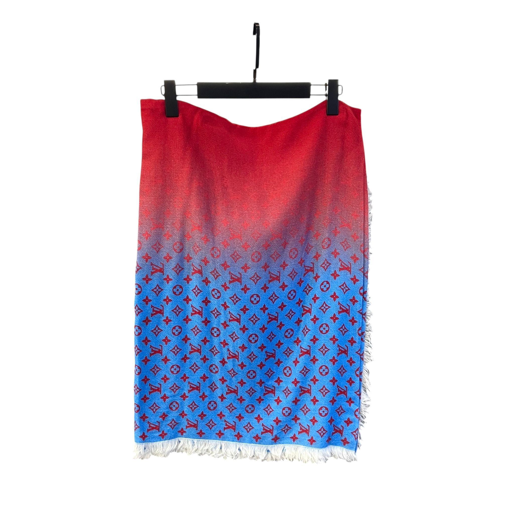 全新LV披肩/圍巾 190 x 135cm M78715 藍色/紅色漸變羊毛LV Logo Blanket Scarf #BRAND NEW #香榭站正品