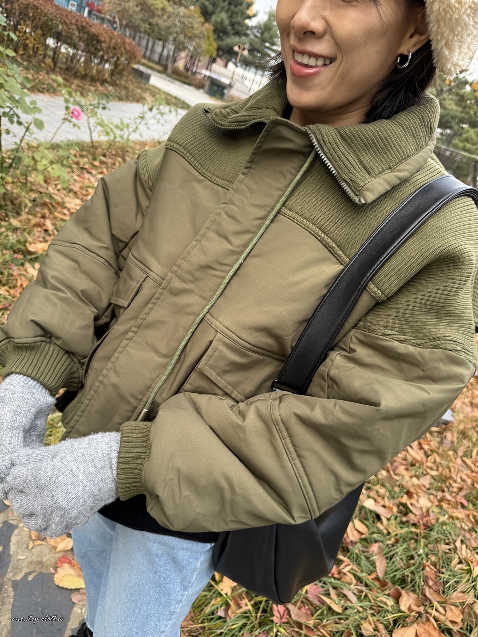 正韓雙材質拼接造型保暖外 (綠)