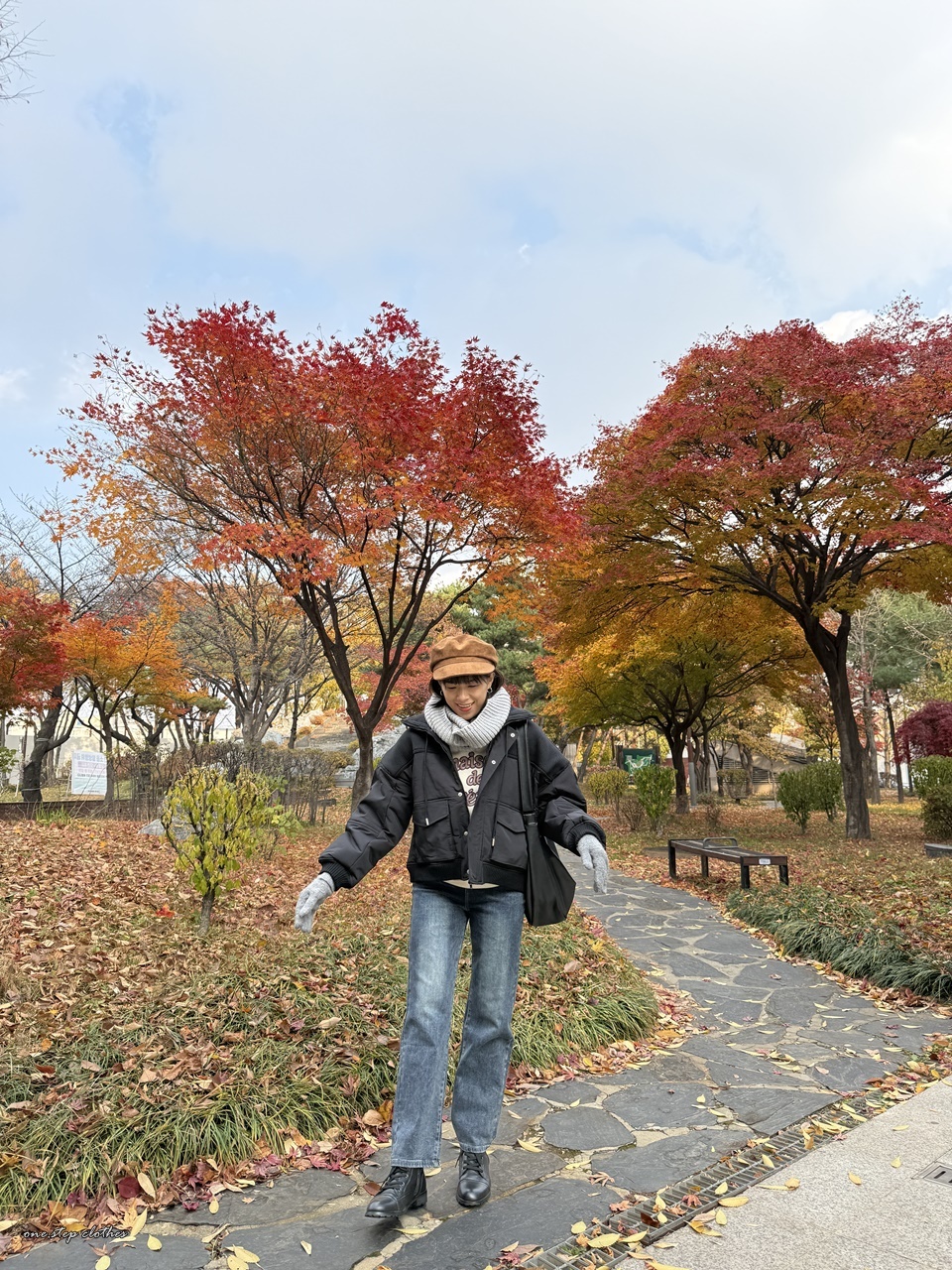 正韓雙材質拼接造型保暖外 (黑)