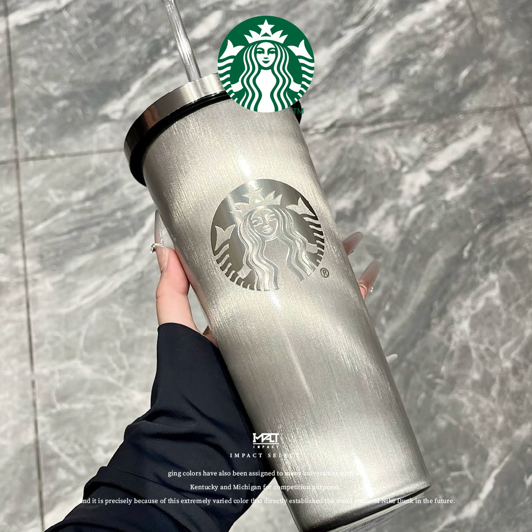 Starbucks 星巴克 貓眼 拉絲 漸變 不鏽鋼 吸管杯 800ml