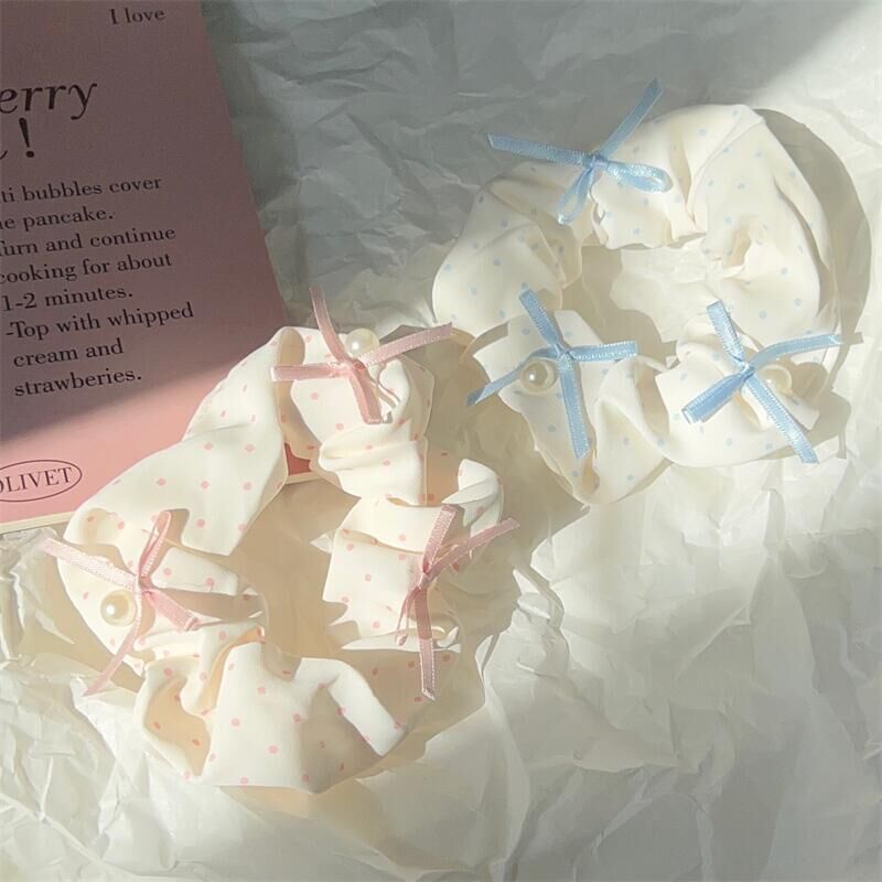 [3 FOR RM10] Cute Bow Polka Dot Hair Scrunchies